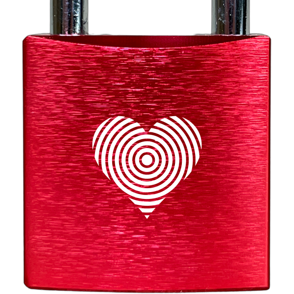 Liebesschloss Rot mit Gravur - Wiens3d