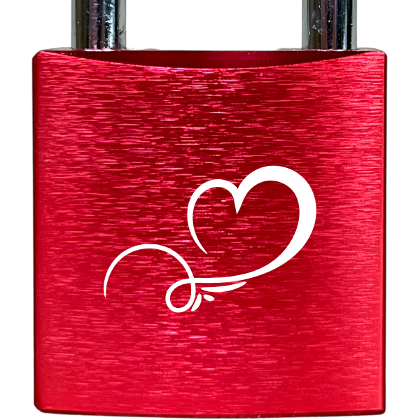 Liebesschloss Rot mit Gravur - Wiens3d