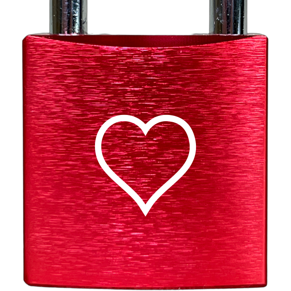 Liebesschloss Rot mit Gravur - Wiens3d