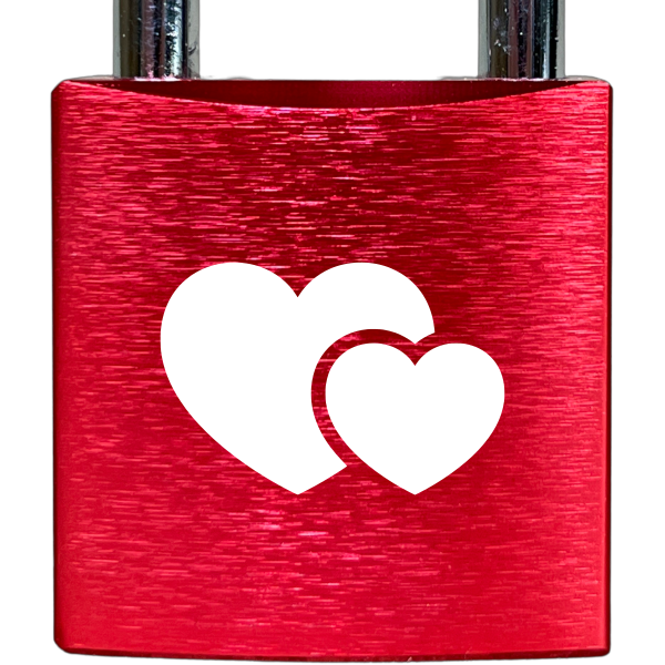 Liebesschloss Rot mit Gravur - Wiens3d