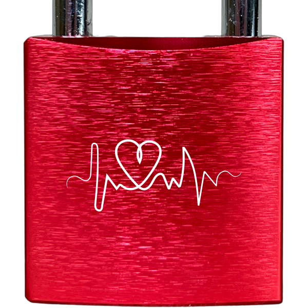 Liebesschloss Rot mit Gravur - Wiens3d