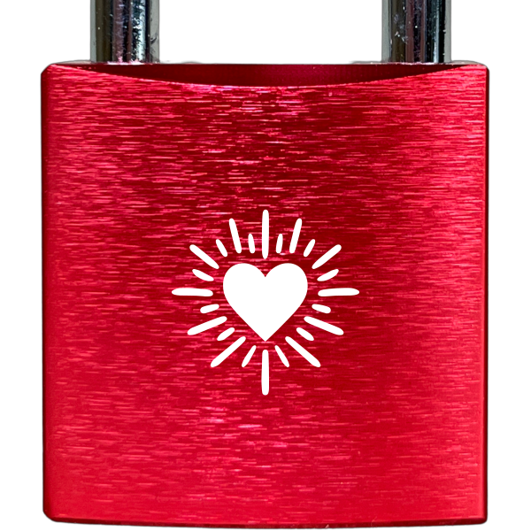 Liebesschloss Rot mit Gravur - Wiens3d