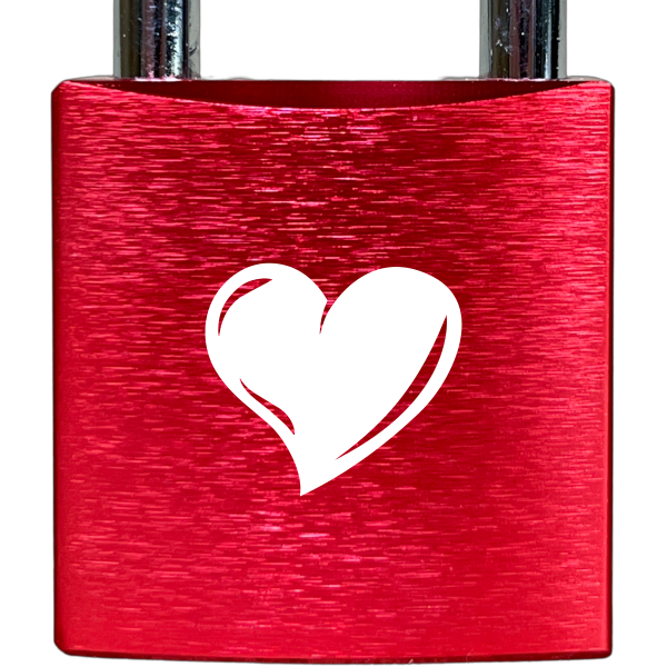 Liebesschloss Rot mit Gravur - Wiens3d