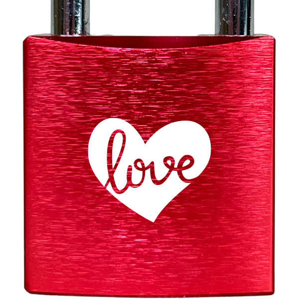 Liebesschloss Rot mit Gravur - Wiens3d