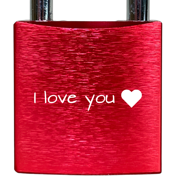 Liebesschloss Rot mit Gravur - Wiens3d