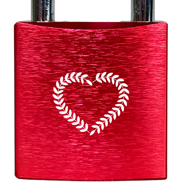 Liebesschloss Rot mit Gravur - Wiens3d