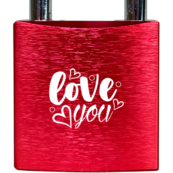 Liebesschloss Rot mit Gravur - Wiens3d