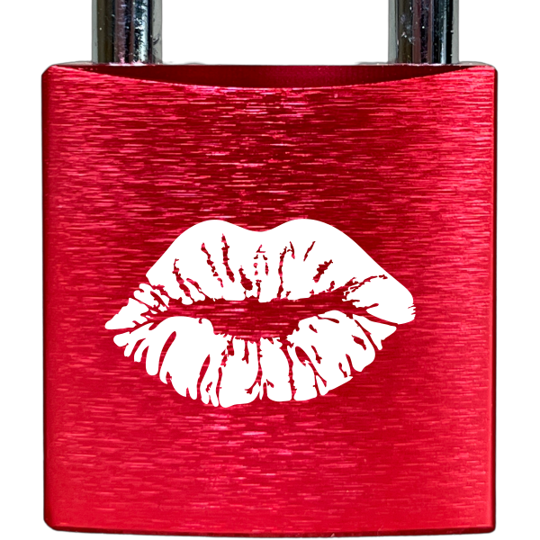 Liebesschloss Rot mit Gravur - Wiens3d