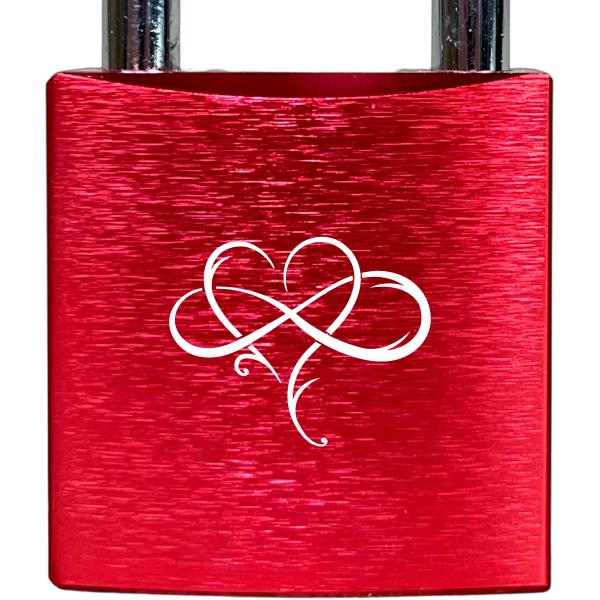 Liebesschloss Rot mit Gravur - Wiens3d