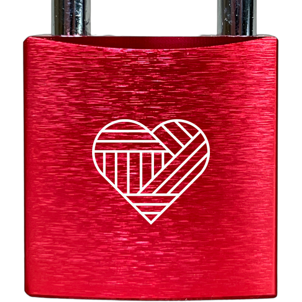 Liebesschloss Rot mit Gravur - Wiens3d