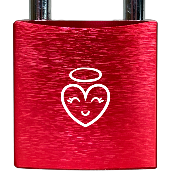 Liebesschloss Rot mit Gravur - Wiens3d
