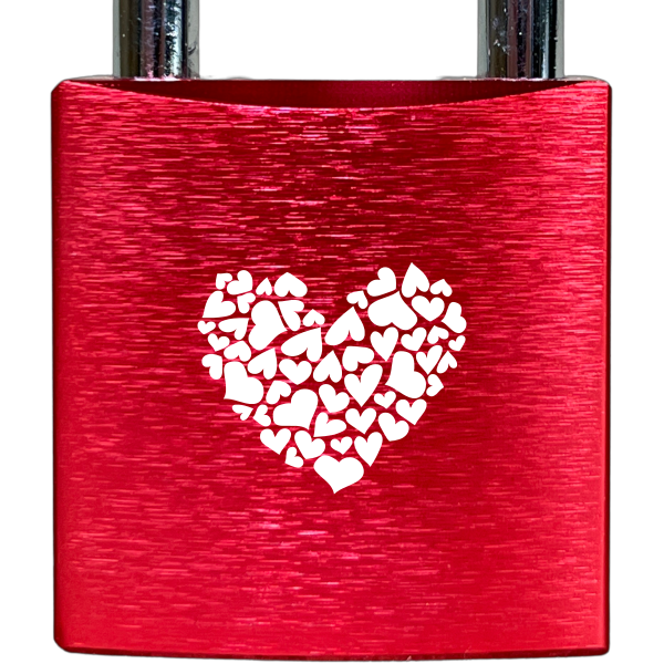 Liebesschloss Rot mit Gravur - Wiens3d