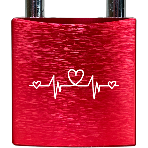 Liebesschloss Rot mit Gravur - Wiens3d