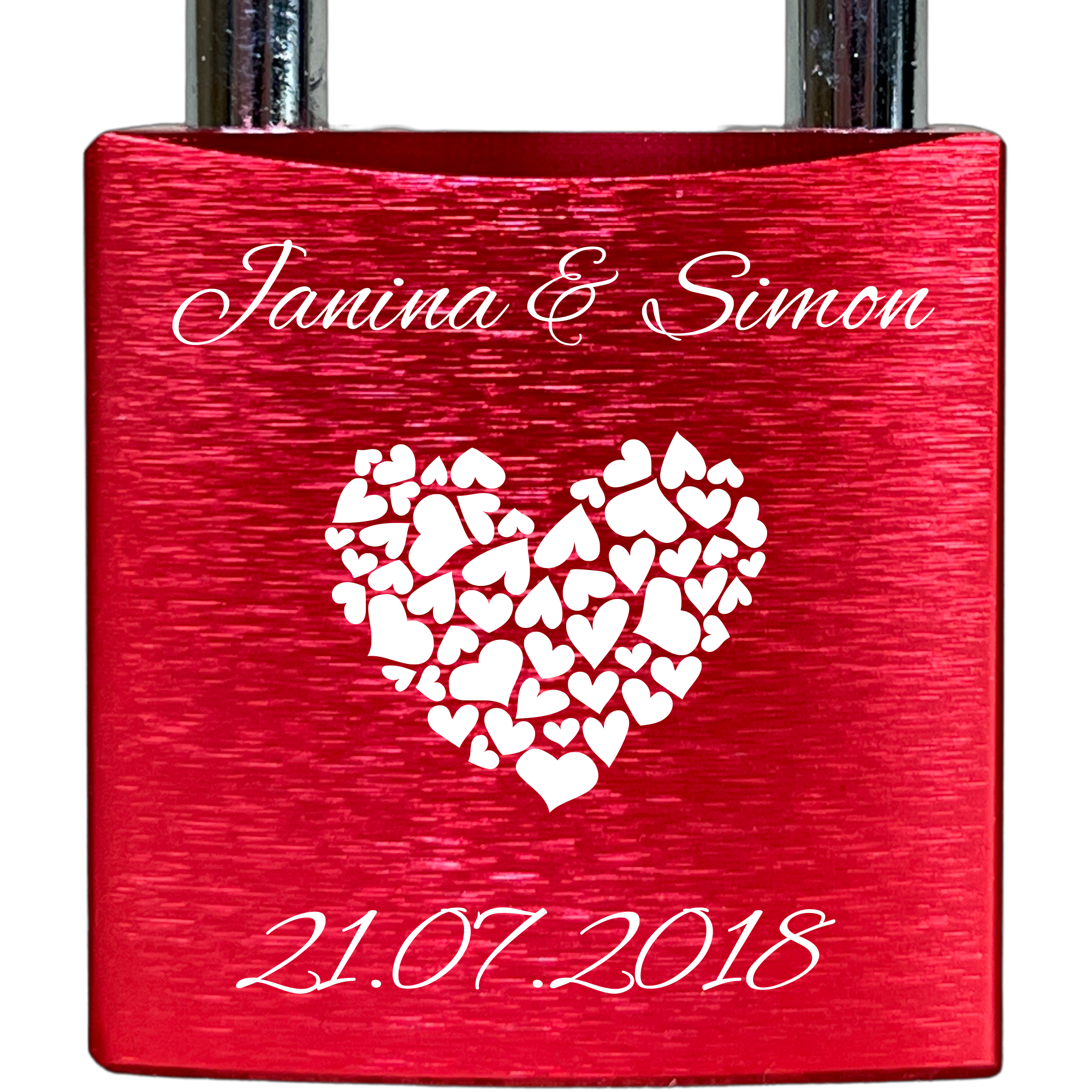 Liebesschloss Rot mit Gravur - Wiens3d