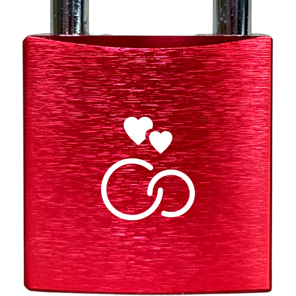 Liebesschloss Rot mit Gravur - Wiens3d