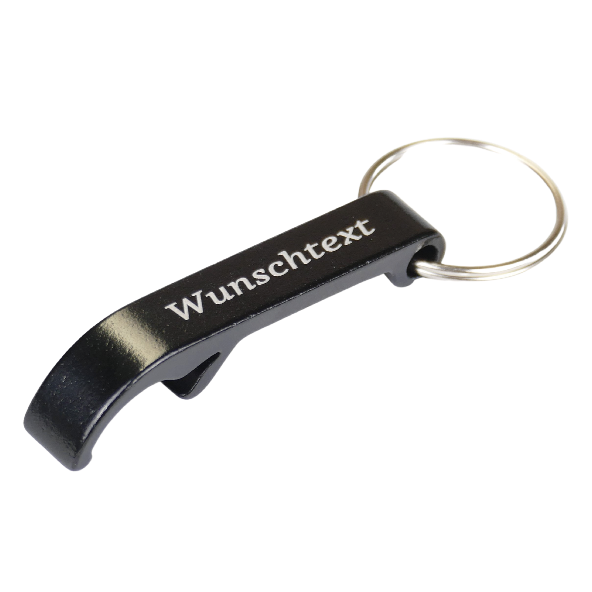 Flaschenöffner - Aluminium Schwarz Personalisierbar mit Wunschtext - Wiens3d