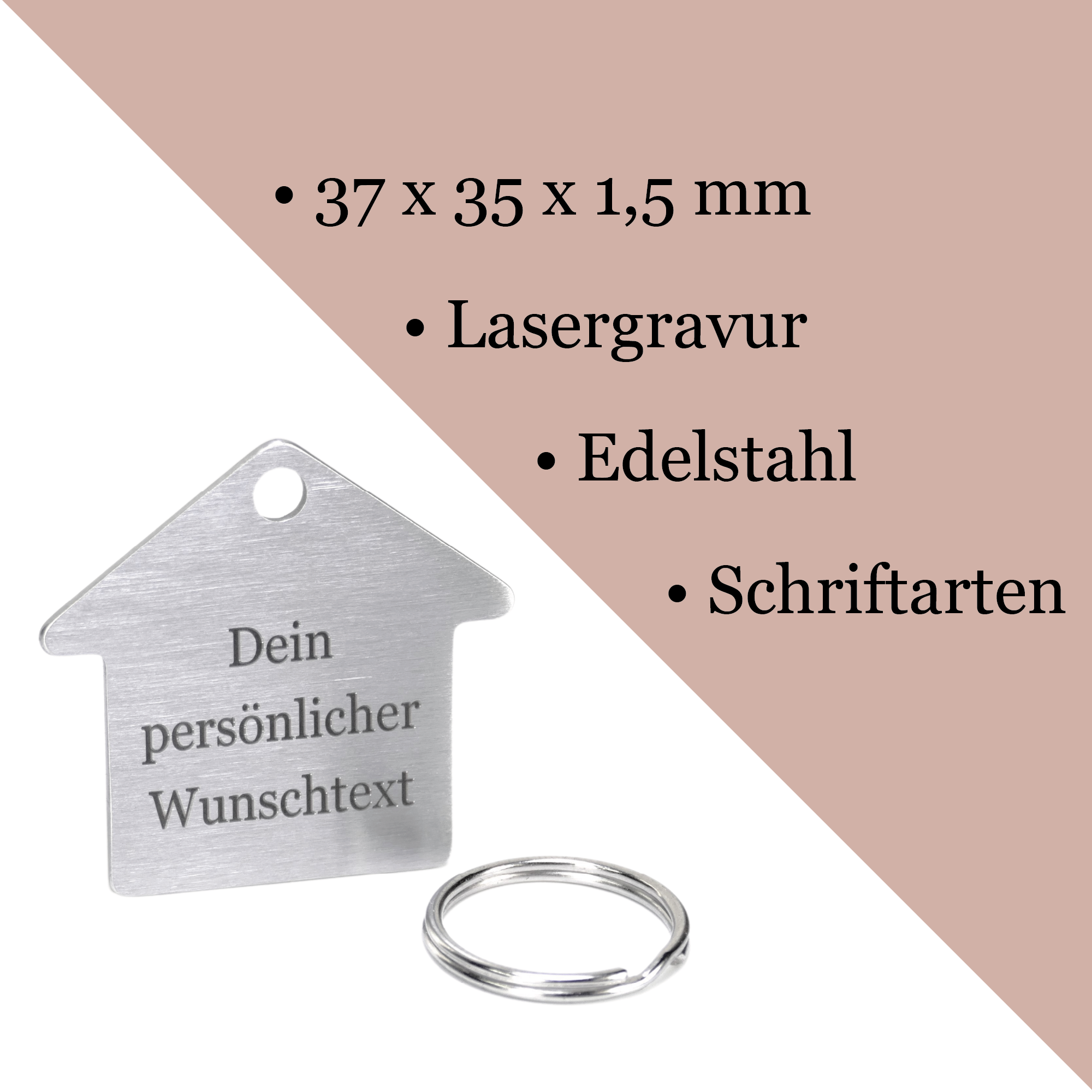 Schlüsselanhänger Haus mit Gravur - Wiens3d