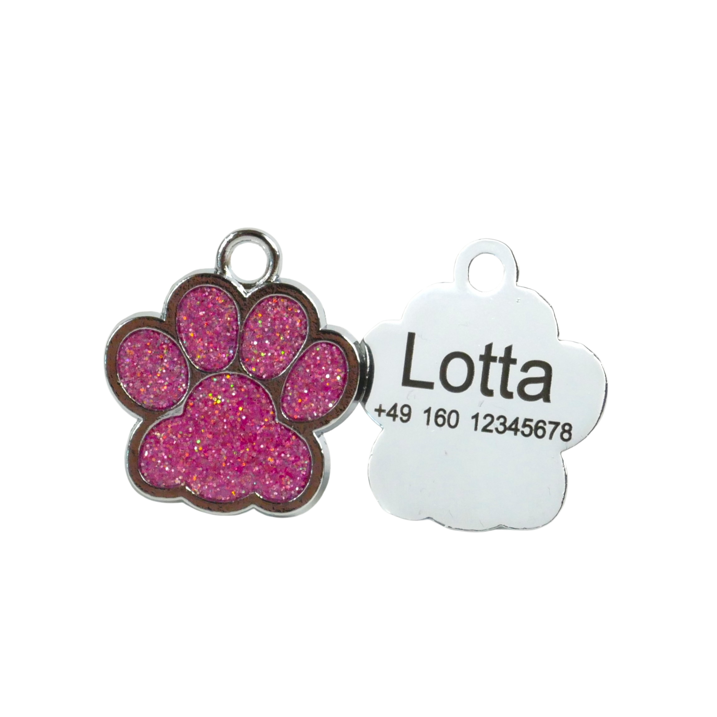 Hundemarke Pfote Pink mit Gravur - Wiens3d