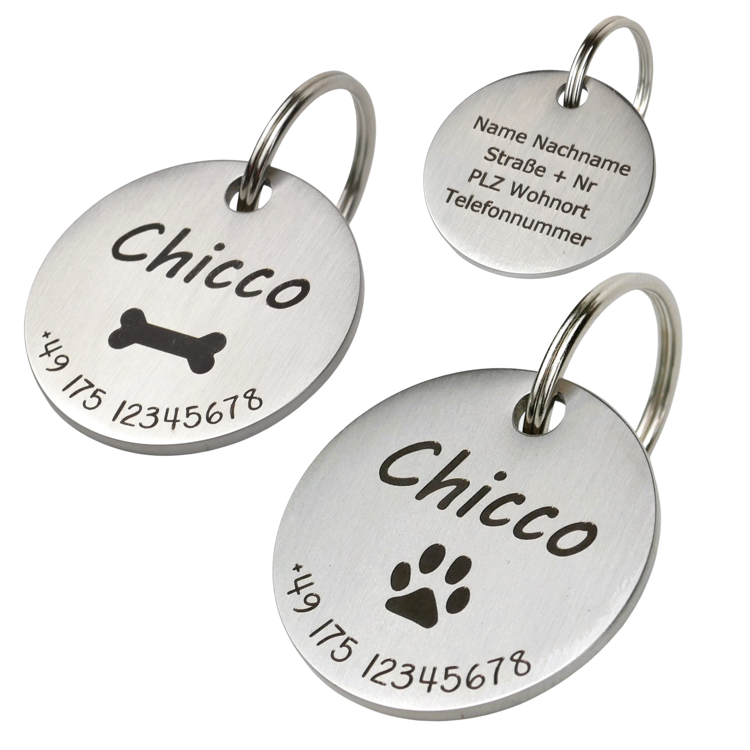 Hundemarke mit Gravur 23mm / 30mm mit Symbole - Wiens3d