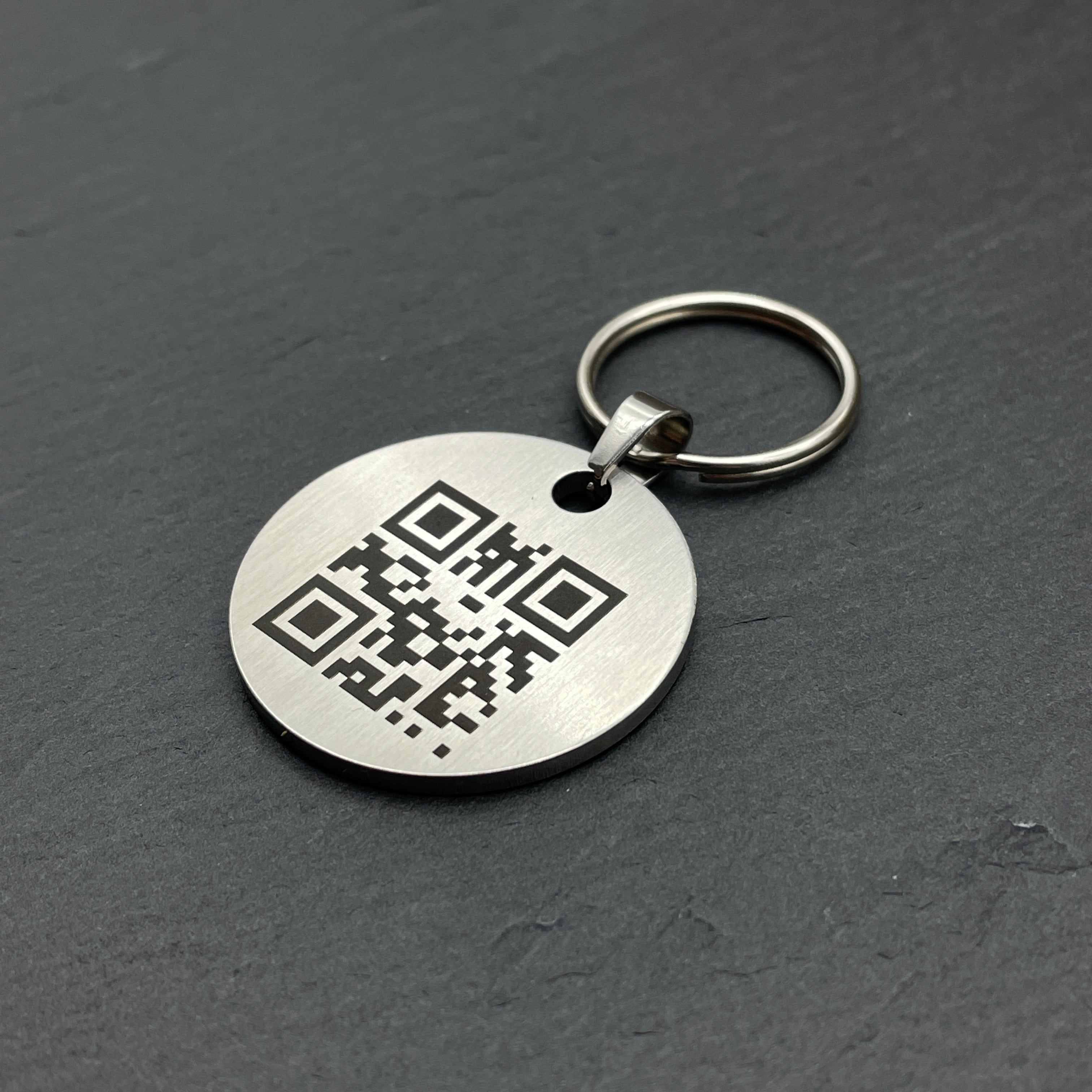 QR CODE Schlüsselanhänger Rund D30 aus Edelstahl - Personalisierbar - Wiens3d