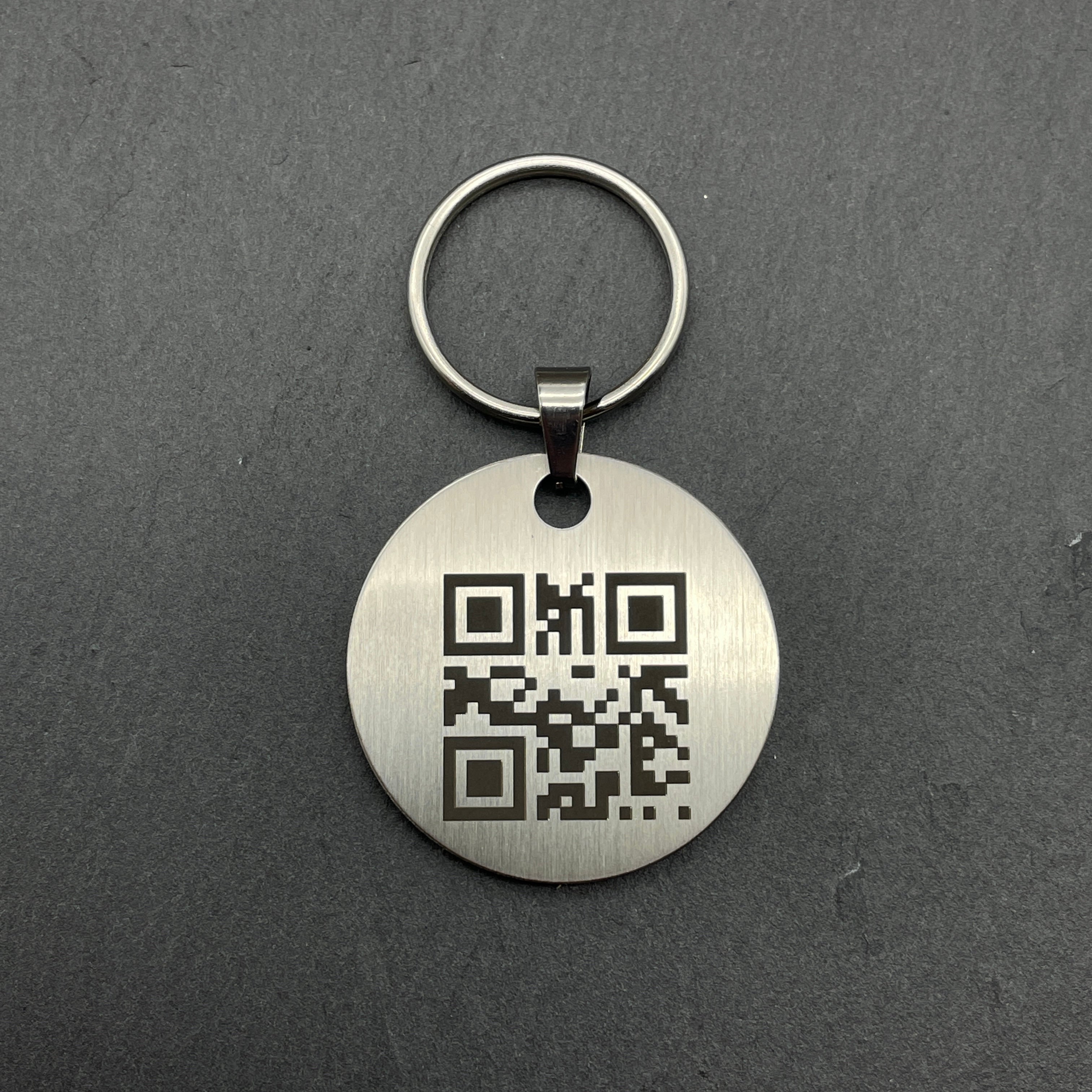 QR CODE Schlüsselanhänger Rund D30 aus Edelstahl - Personalisierbar - Wiens3d
