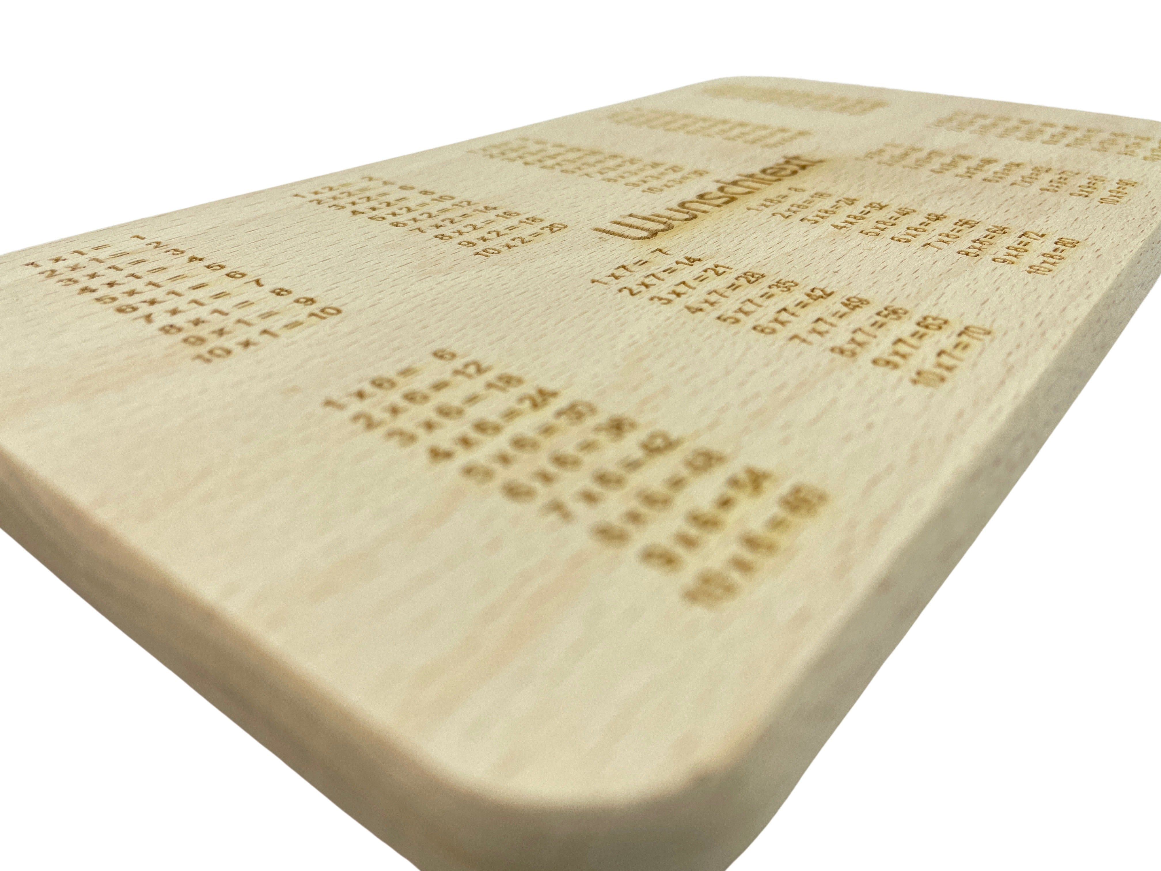 Frühstücksbrett Das kleine 1x1 | Schneidebrett aus Buche | Schneidebrettchen - Wiens3d