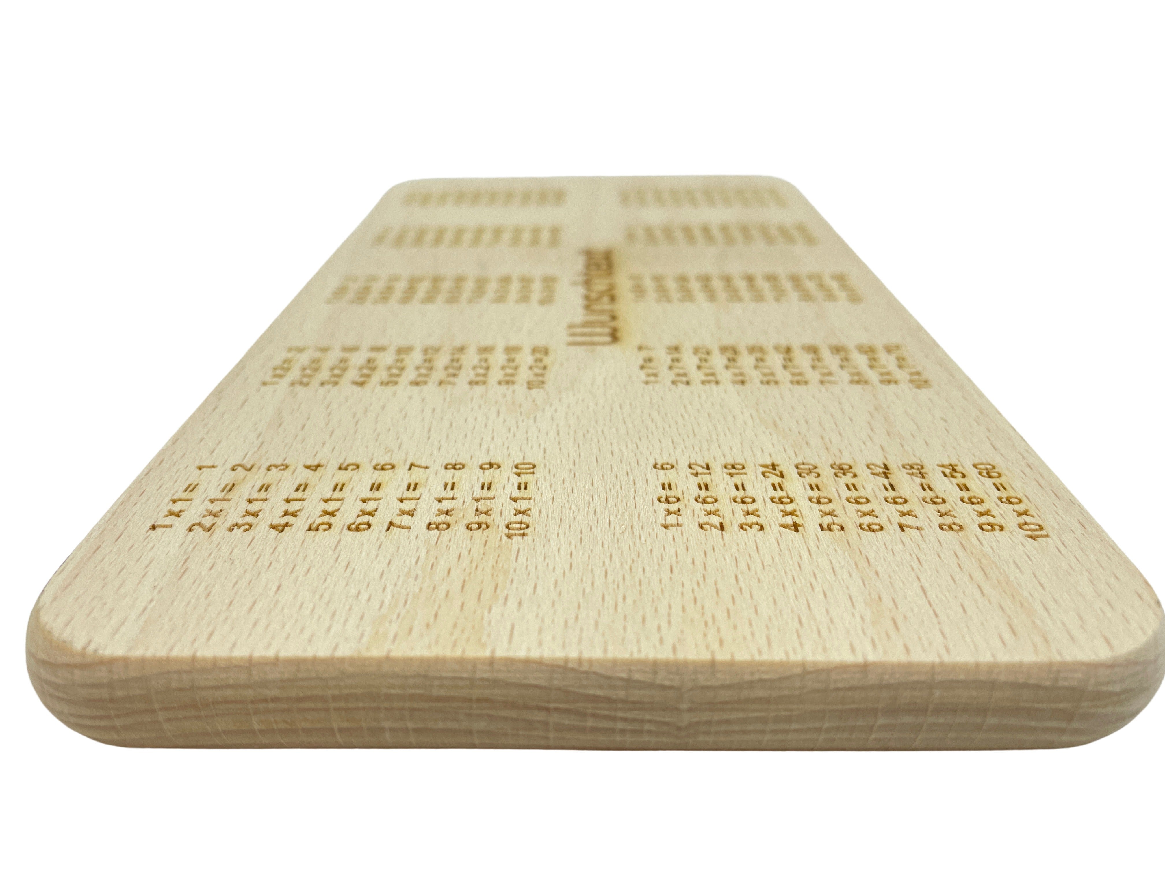 Frühstücksbrett Das kleine 1x1 | Schneidebrett aus Buche | Schneidebrettchen - Wiens3d