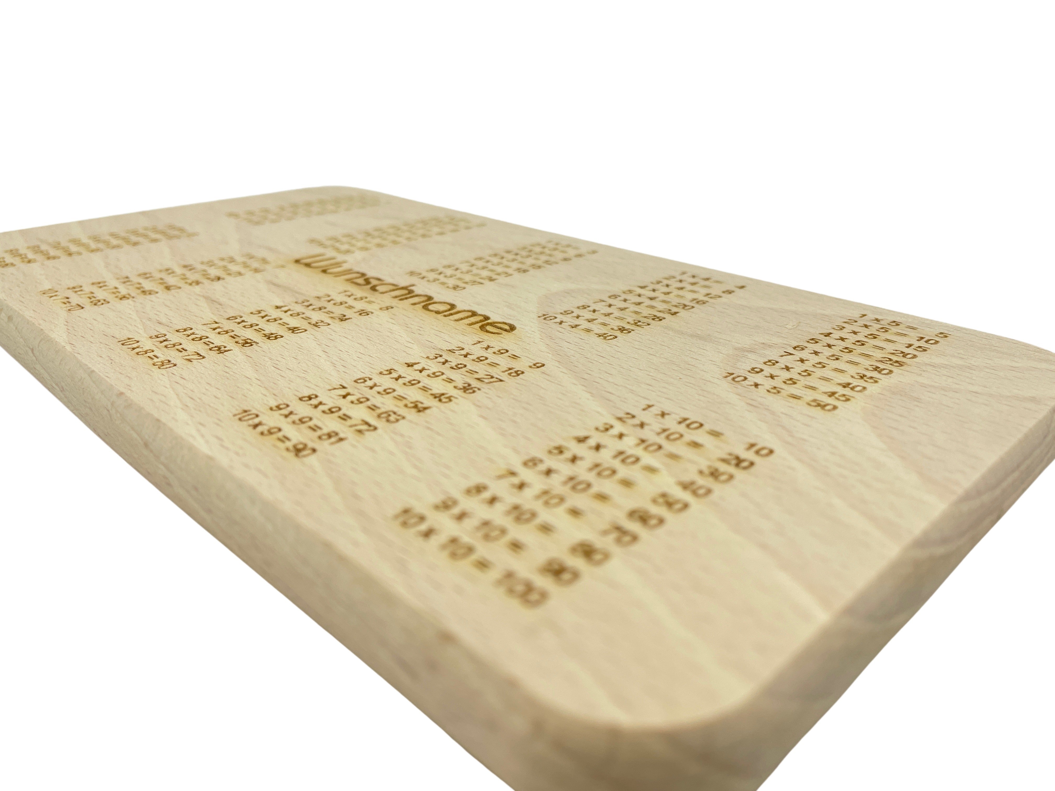 Frühstücksbrett Das kleine 1x1 | Schneidebrett aus Buche | Schneidebrettchen - Wiens3d