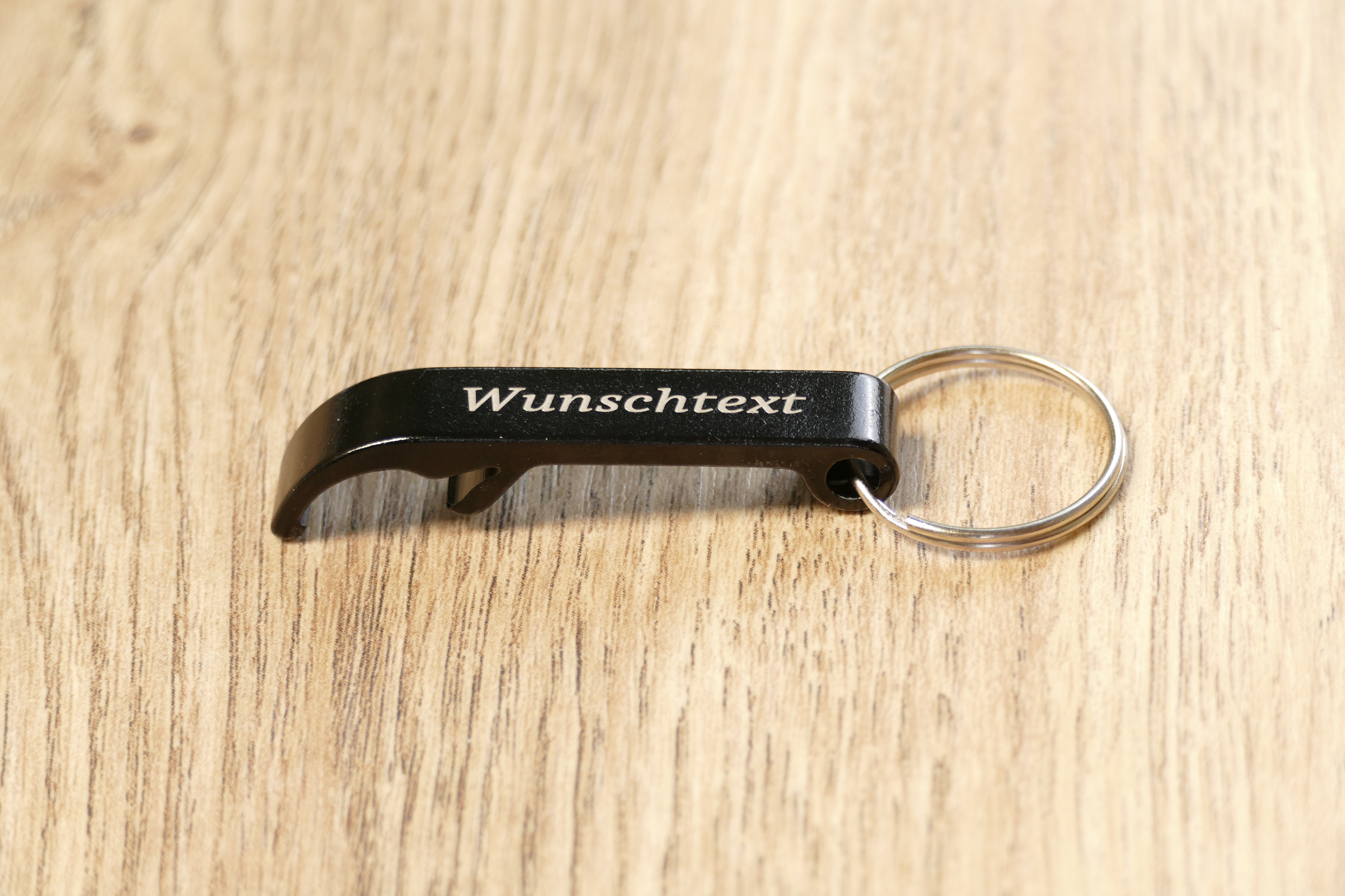 Flaschenöffner - Aluminium Schwarz Personalisierbar mit Wunschtext - Wiens3d
