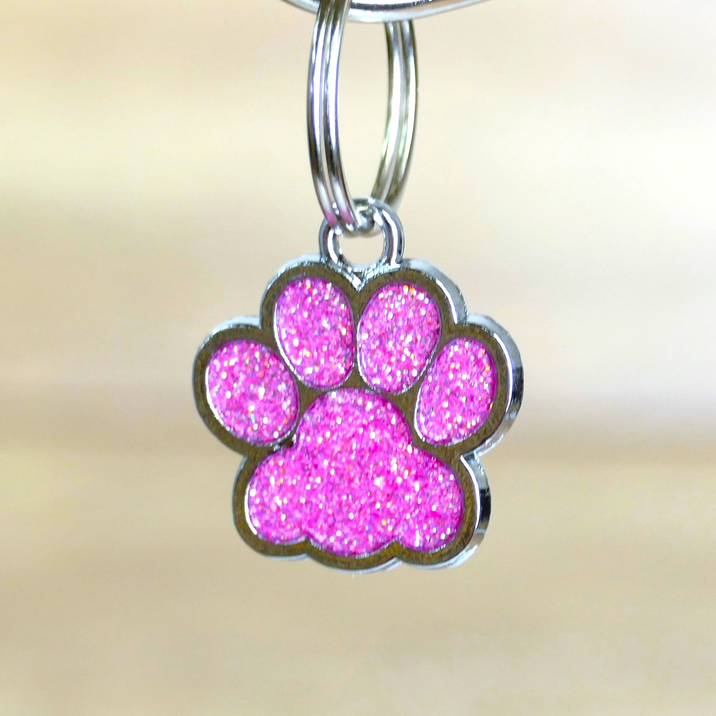 Hundemarke Pfote Pink mit Gravur - Wiens3d