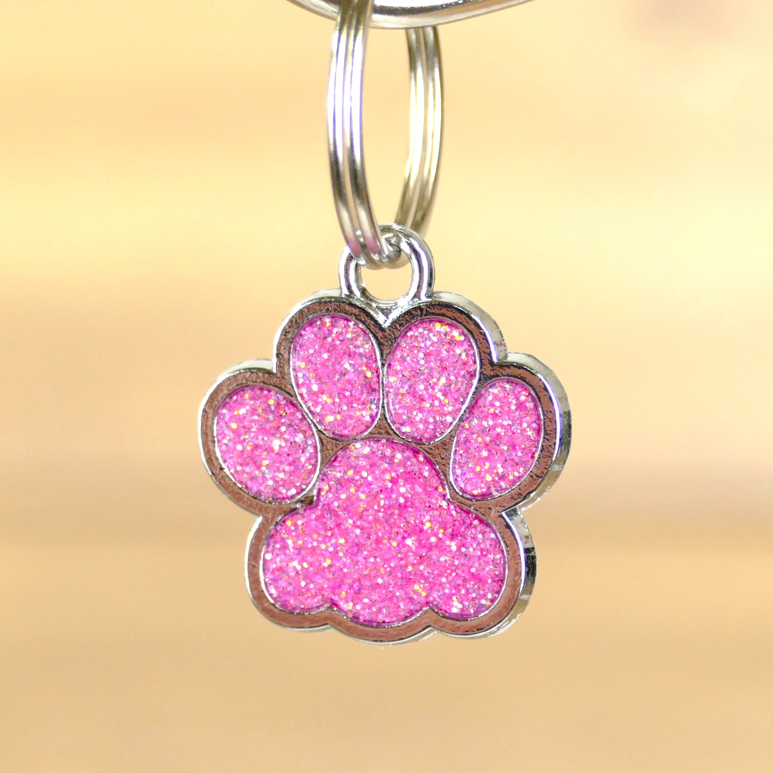 Hundemarke Pfote Pink mit Gravur - Wiens3d