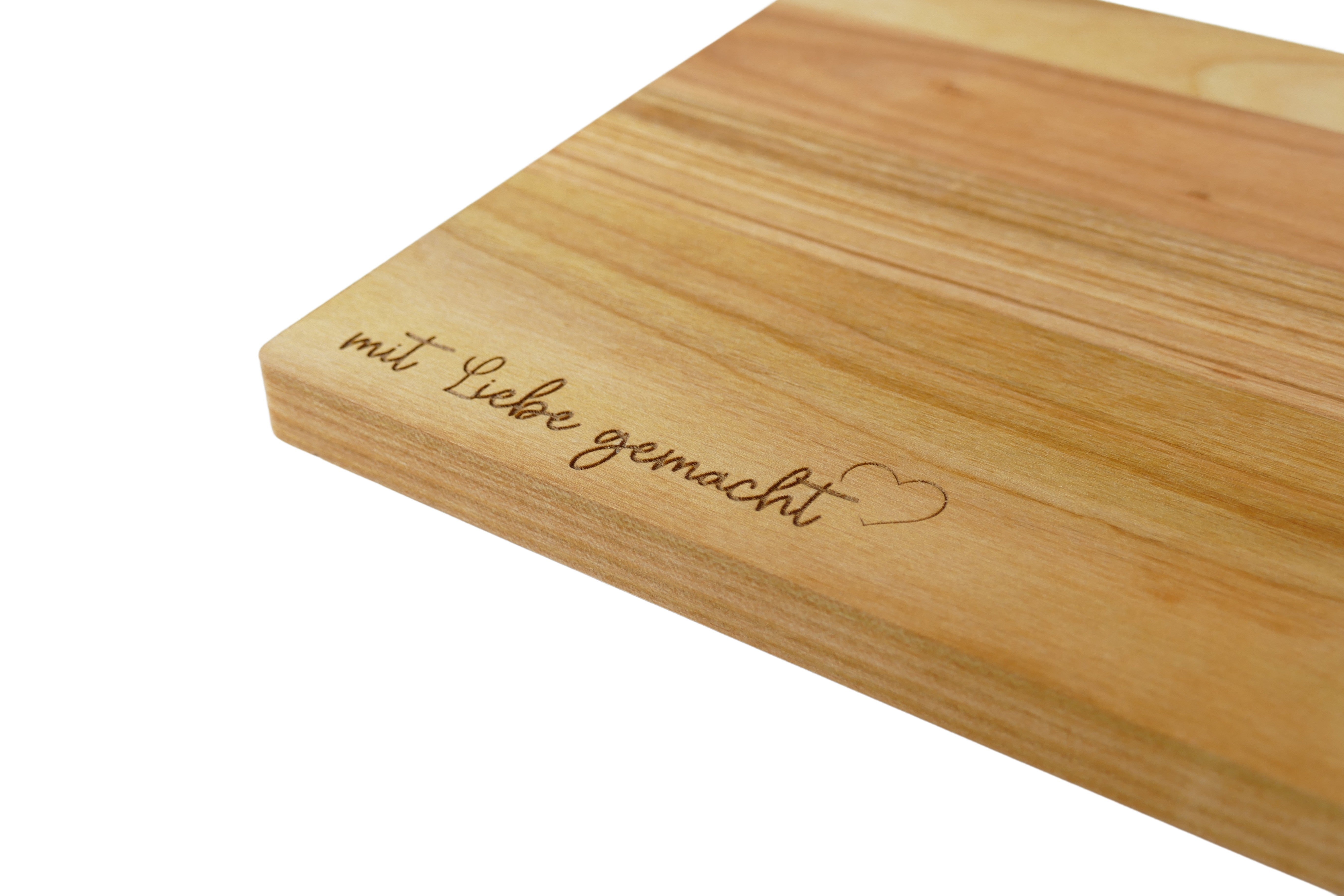 - mit Liebe gemacht - Schneidebrett mit Griff aus Kirsche Holz - Wiens3d