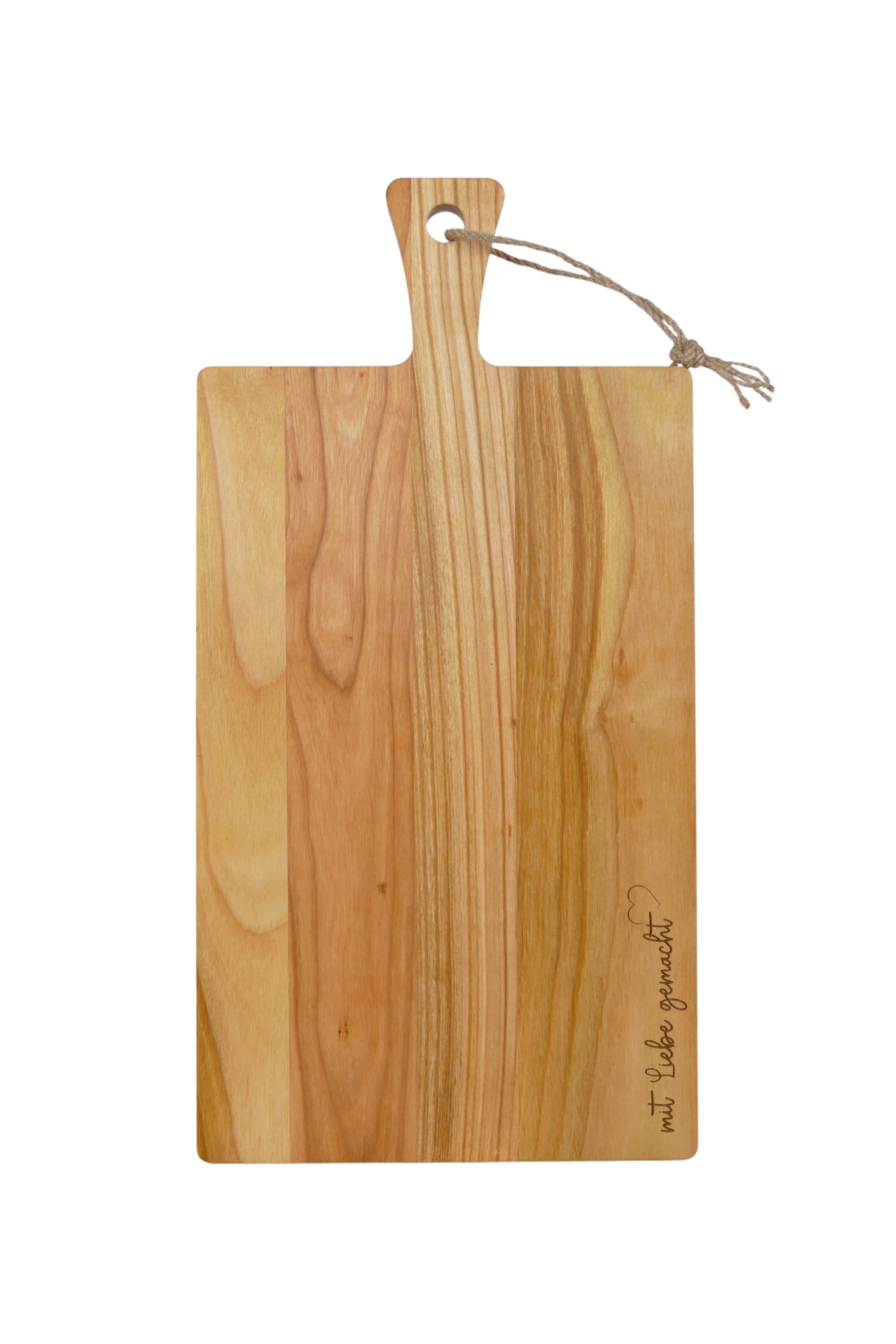 - mit Liebe gemacht - Schneidebrett mit Griff aus Kirsche Holz - Wiens3d