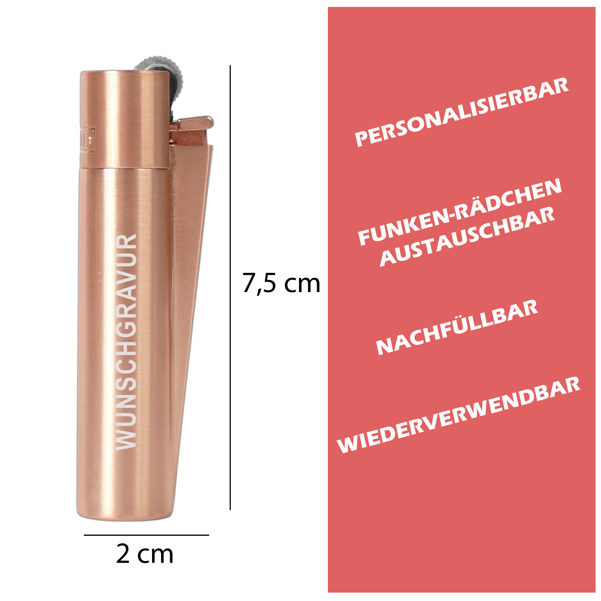 Clipper Personalisiert Rose Gold - Wiens3d
