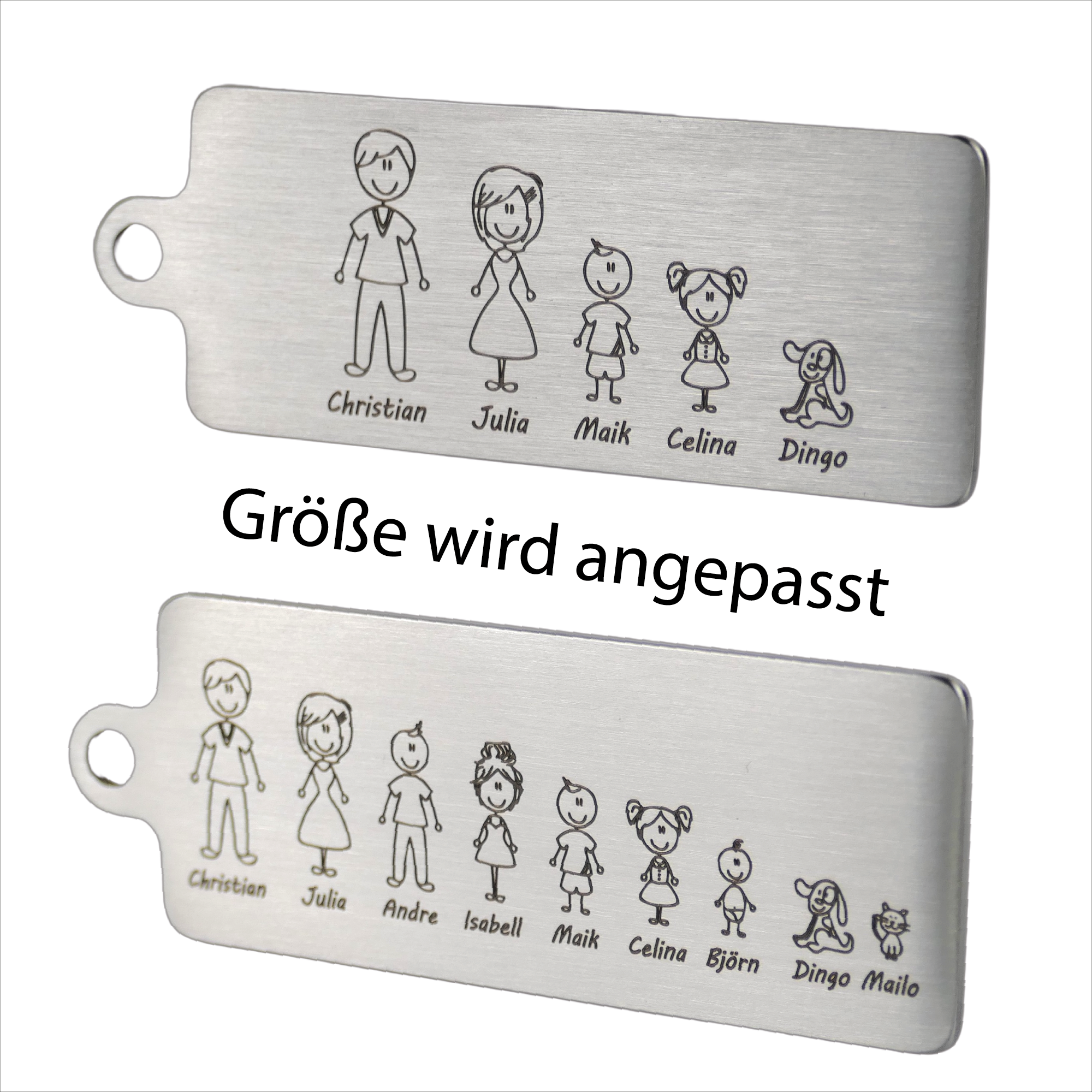 Schlüsselanhänger FAMILIE mit Namen - Wiens3d