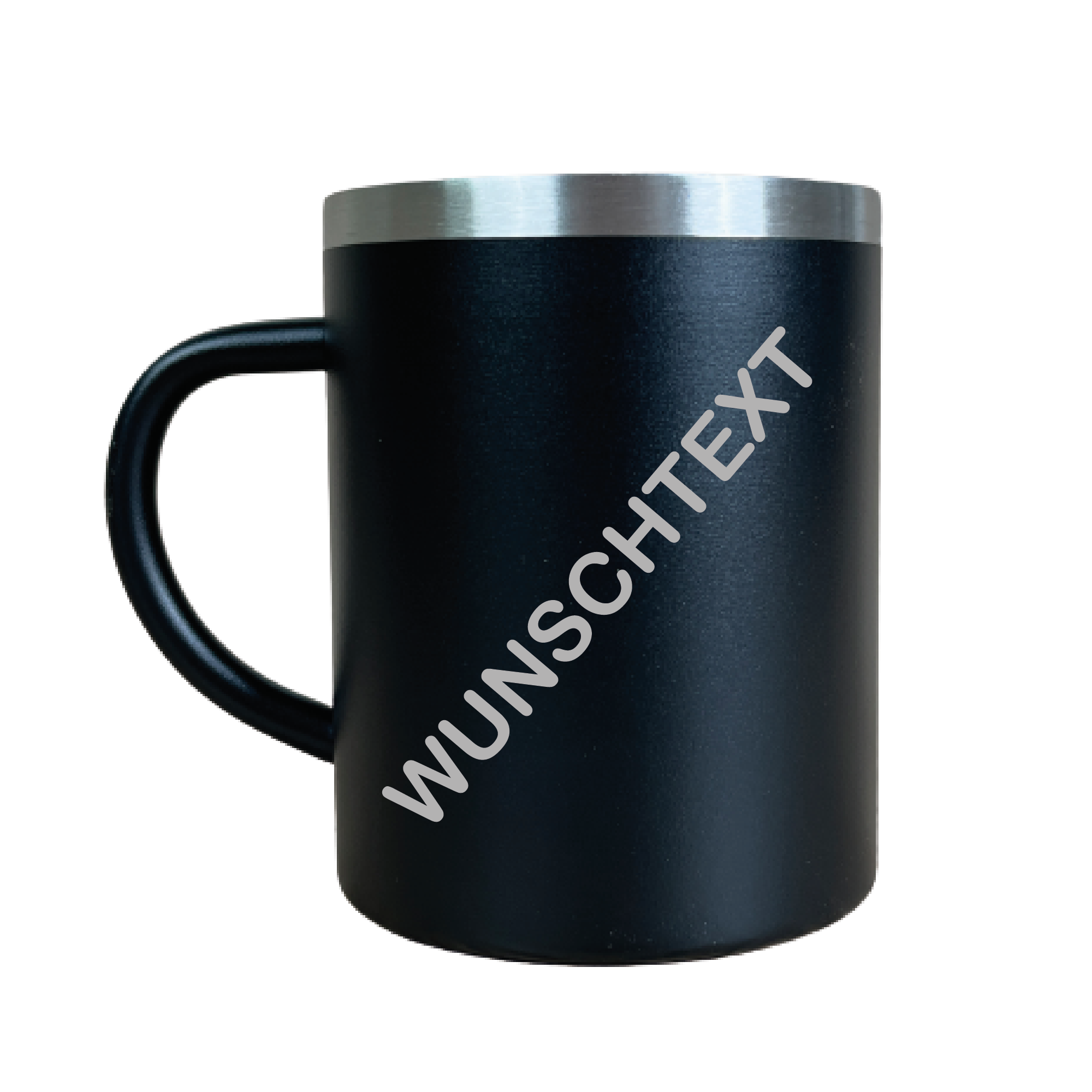 Edelstahl Becher Schwarz "Wunschtext" - Wiens3d