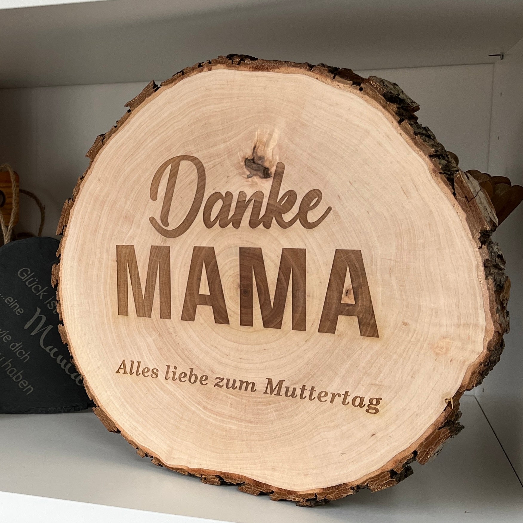 Danke Mama Holzscheibe mit Spruch 26 cm - Wiens3d