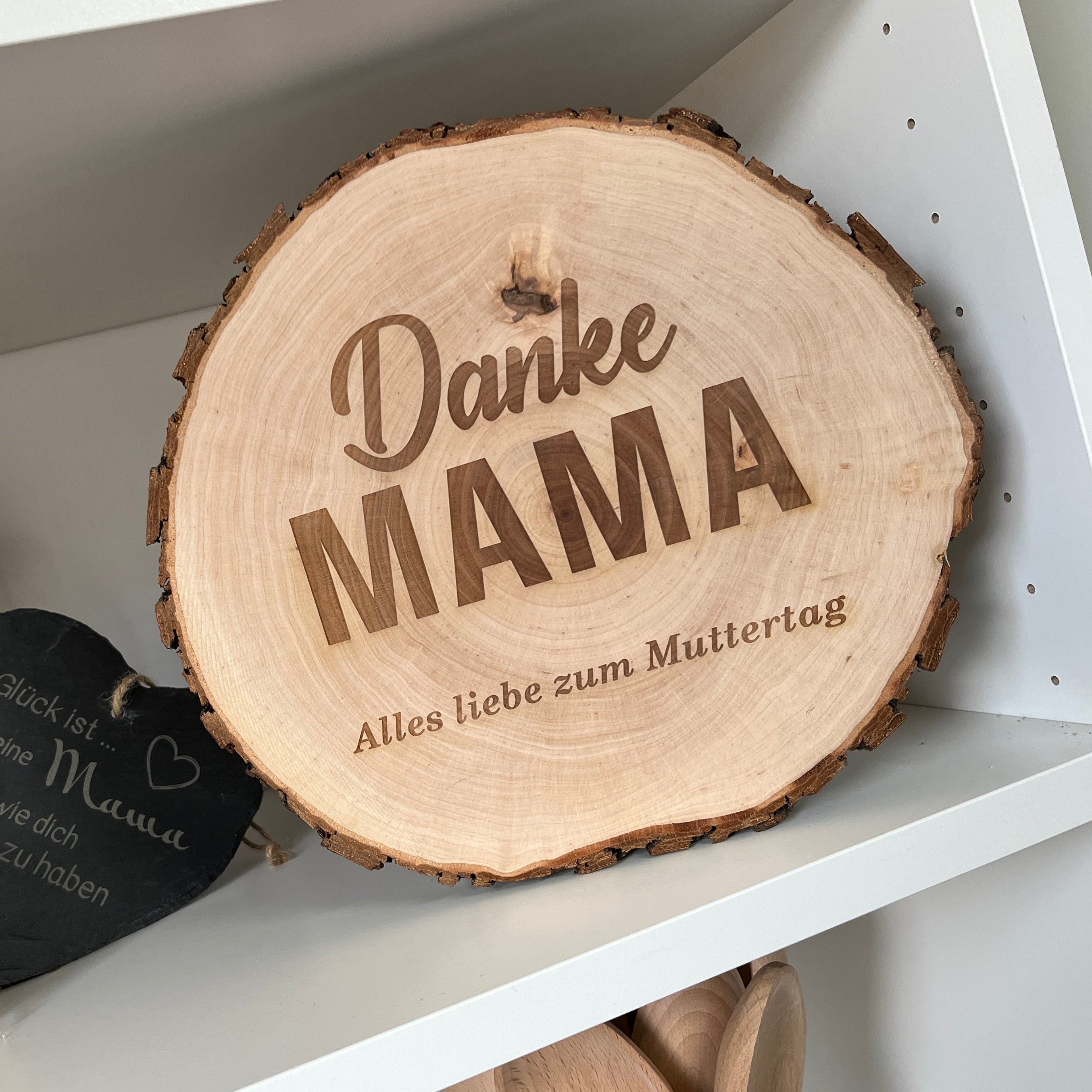 Danke Mama Holzscheibe mit Spruch 26 cm - Wiens3d