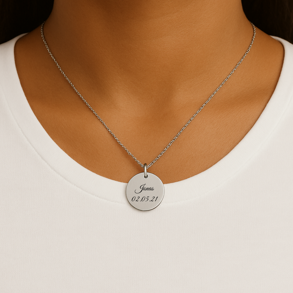 Personalisierte Edelstahl-Halskette mit Gravur – Silber oder Gold | 15mm