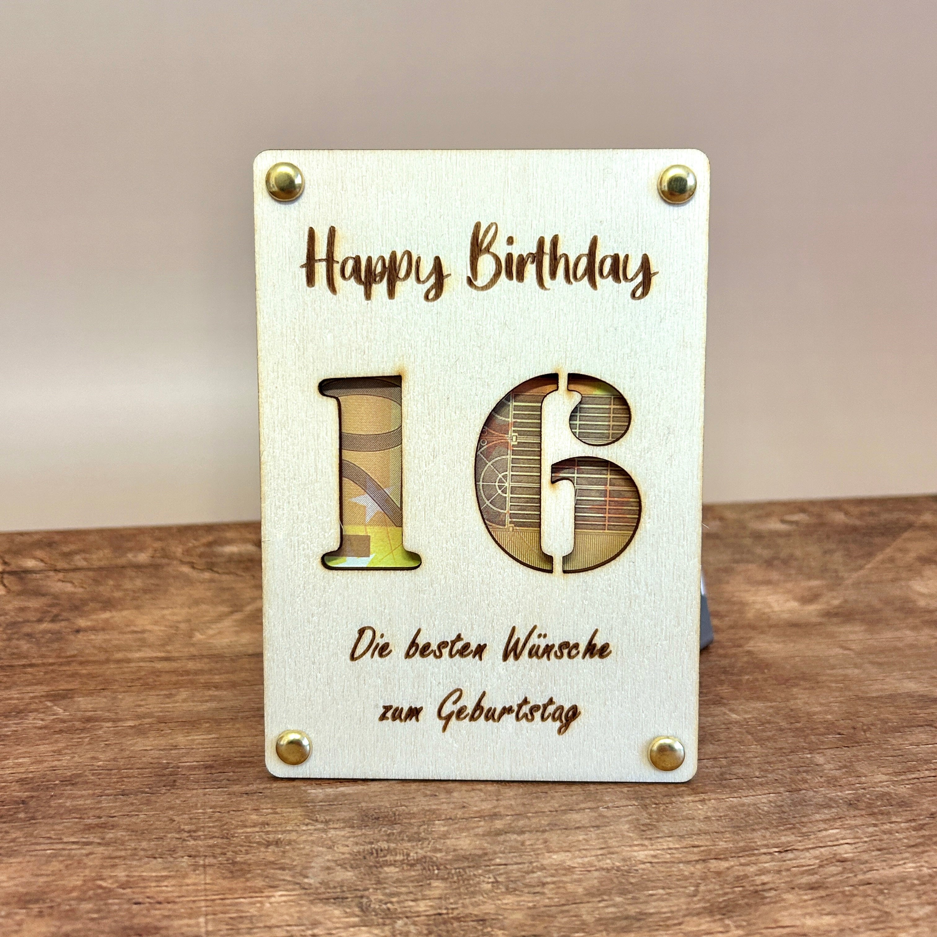 Geldgeschenk Holz | Happy Birthday Zahl