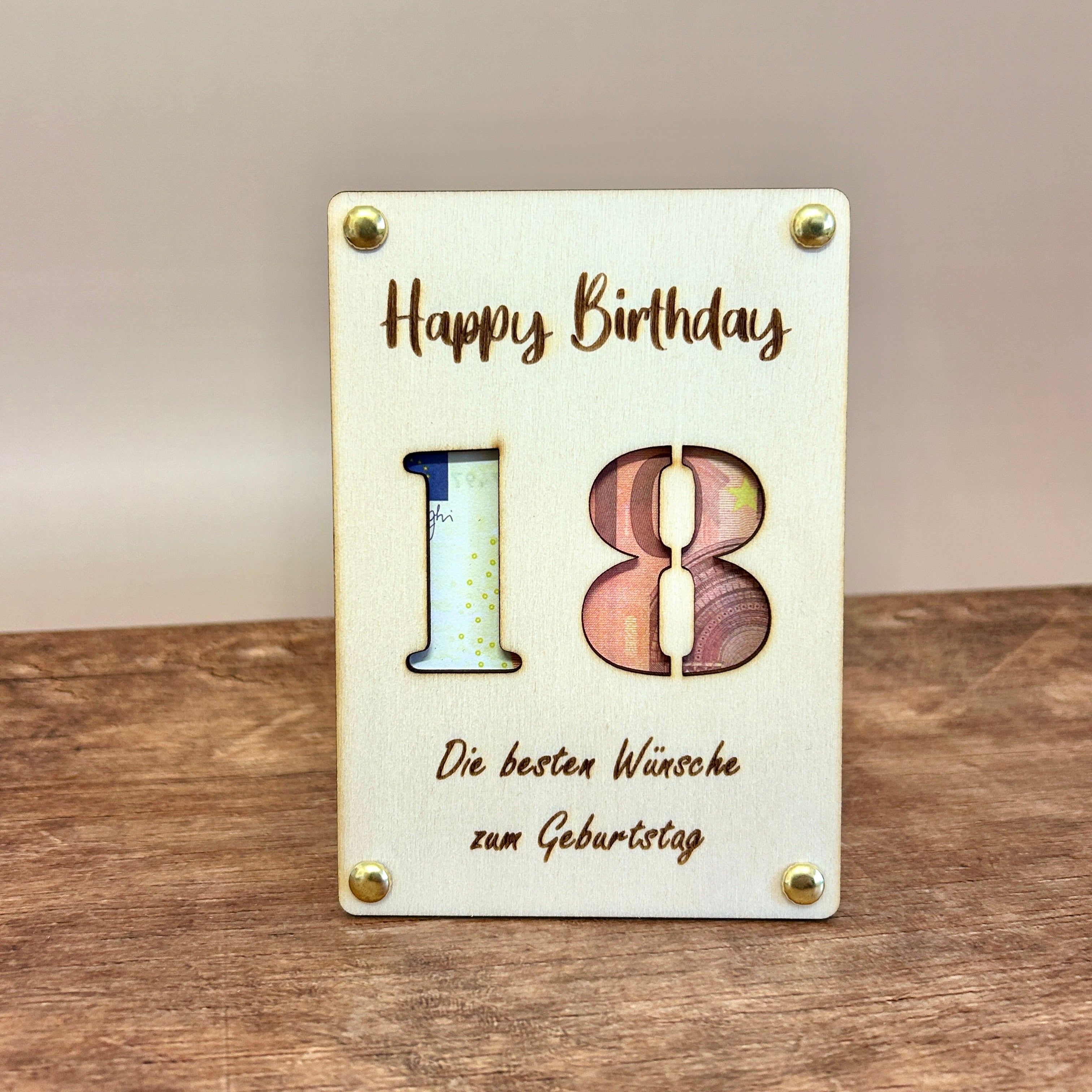 Geldgeschenk Holz | Happy Birthday Zahl