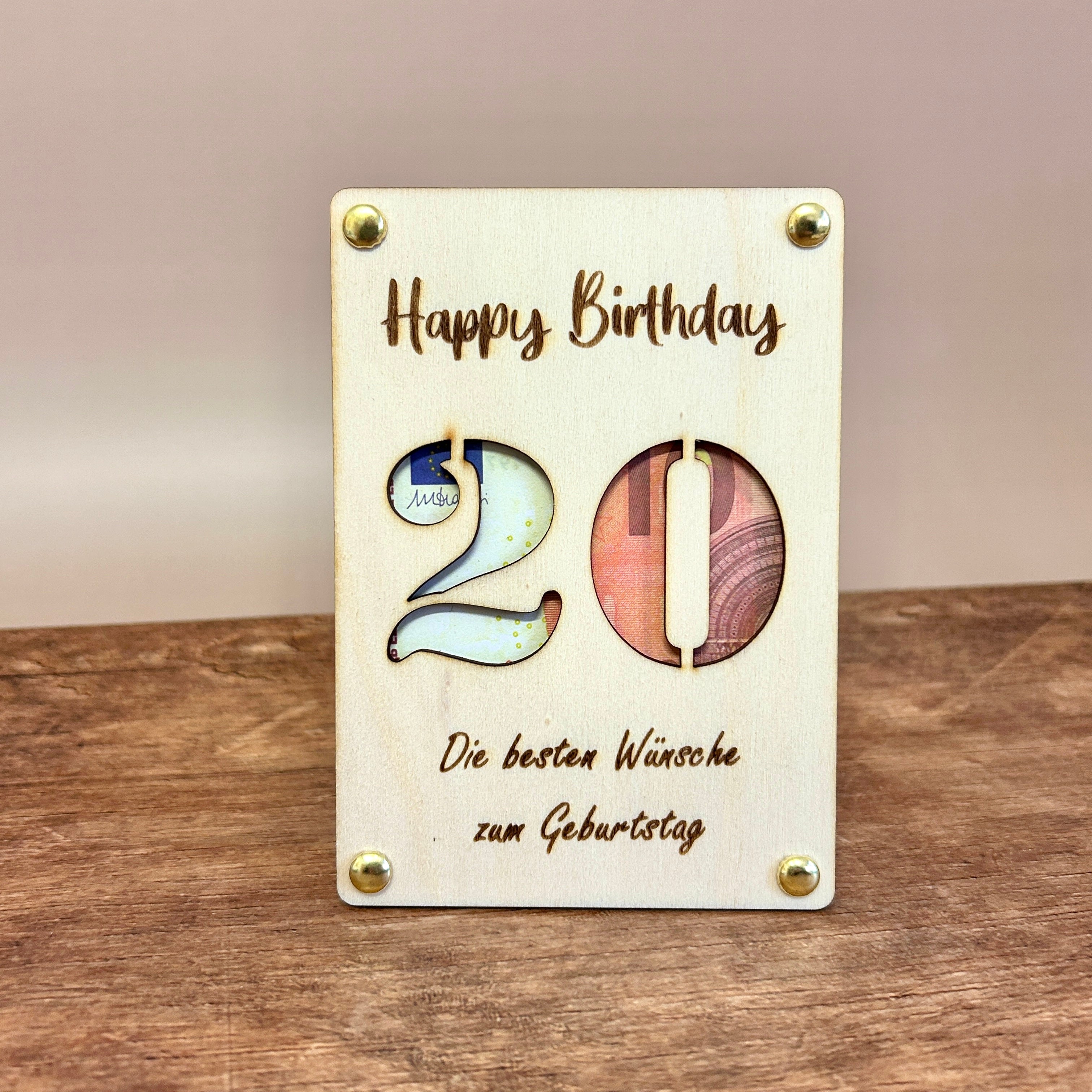 Geldgeschenk Holz | Happy Birthday Zahl