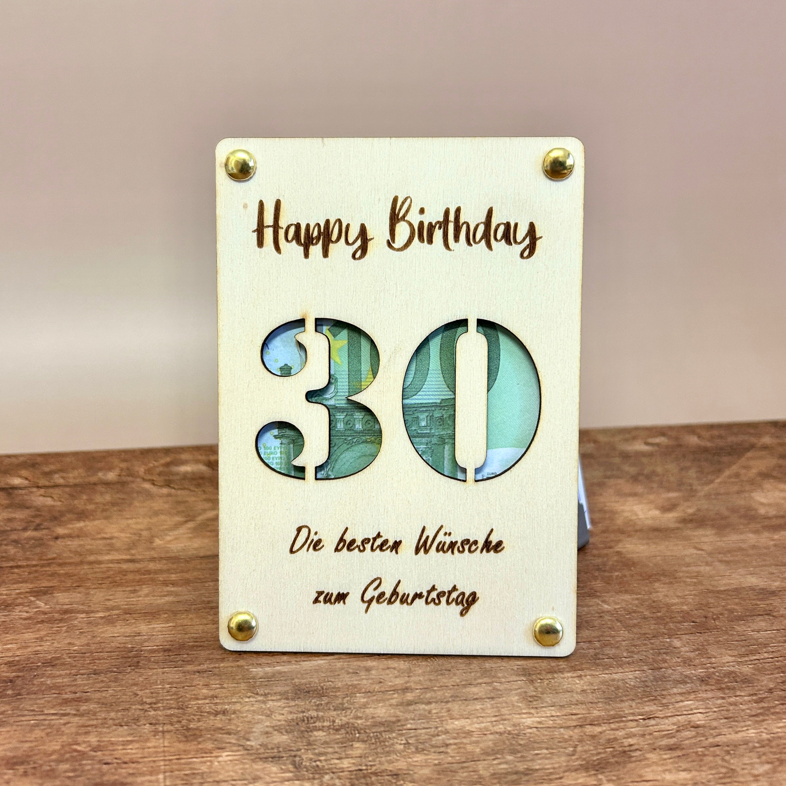 Geldgeschenk Holz | Happy Birthday Zahl