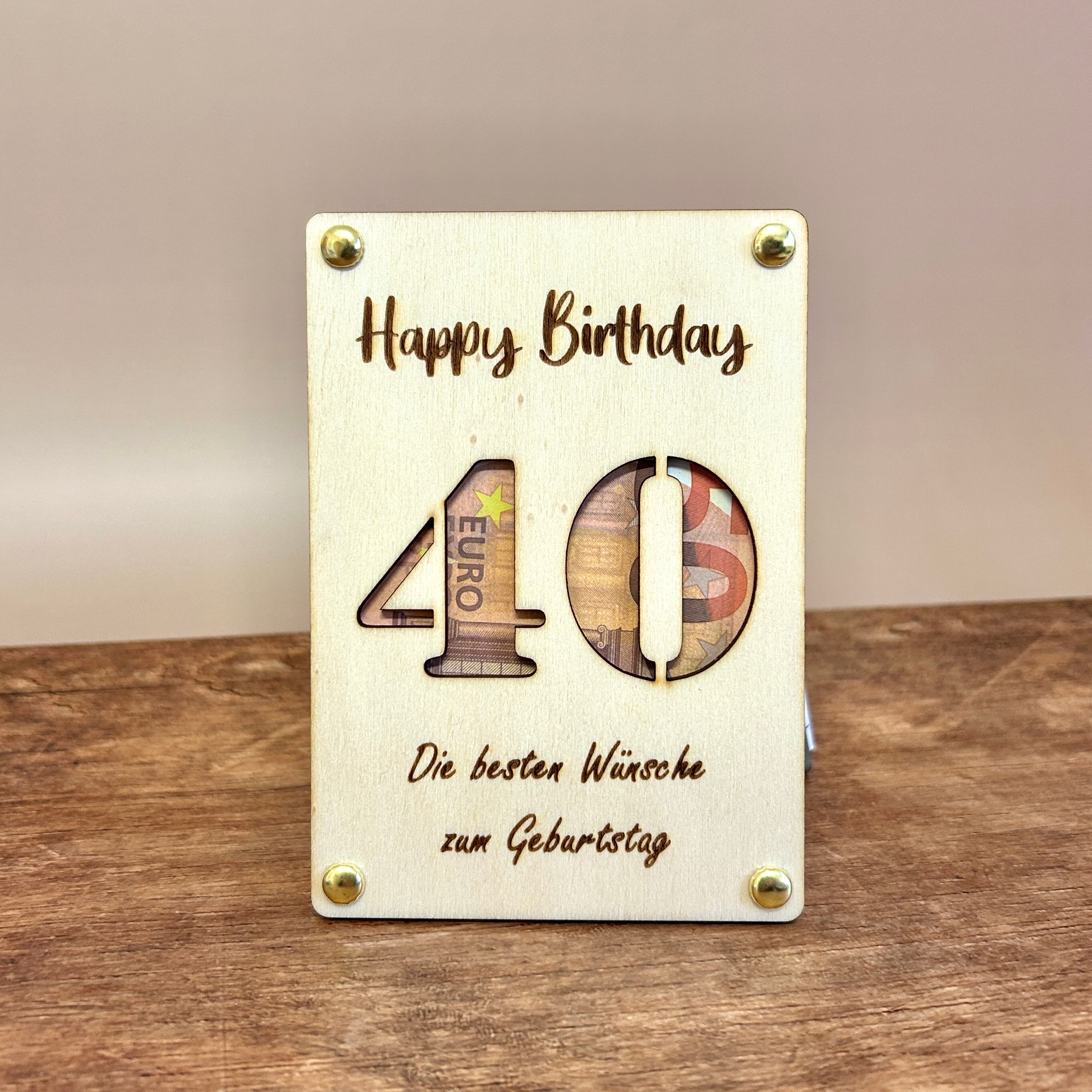 Geldgeschenk Holz | Happy Birthday Zahl
