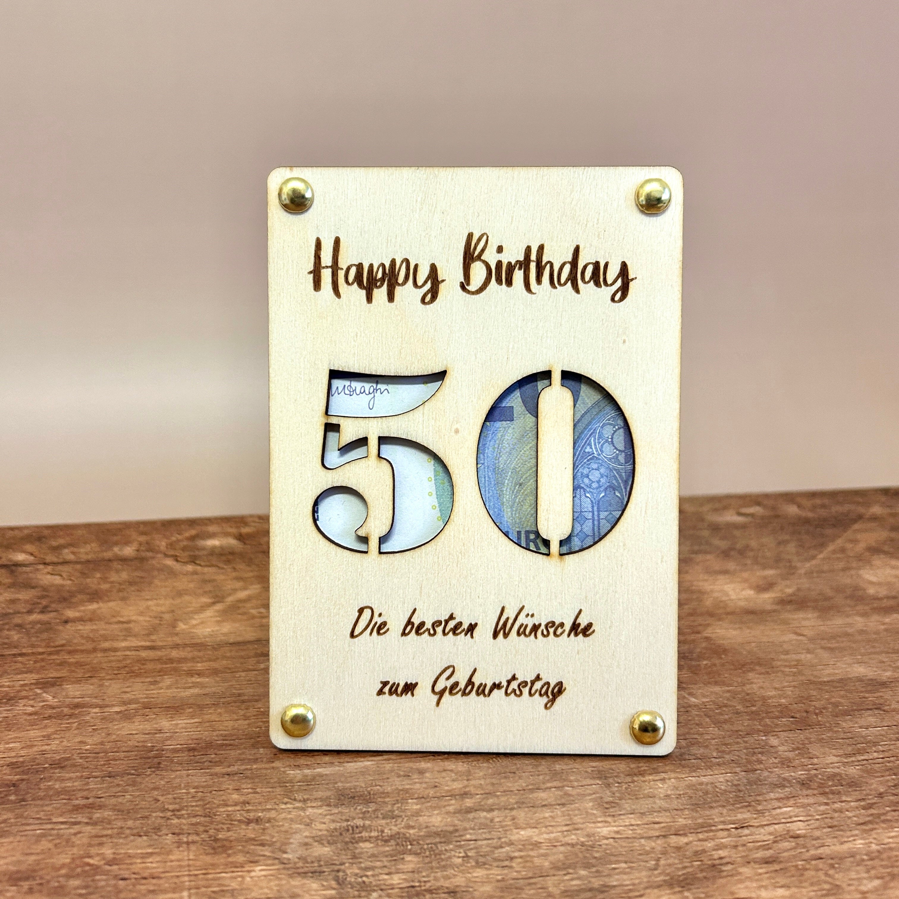 Geldgeschenk Holz | Happy Birthday Zahl