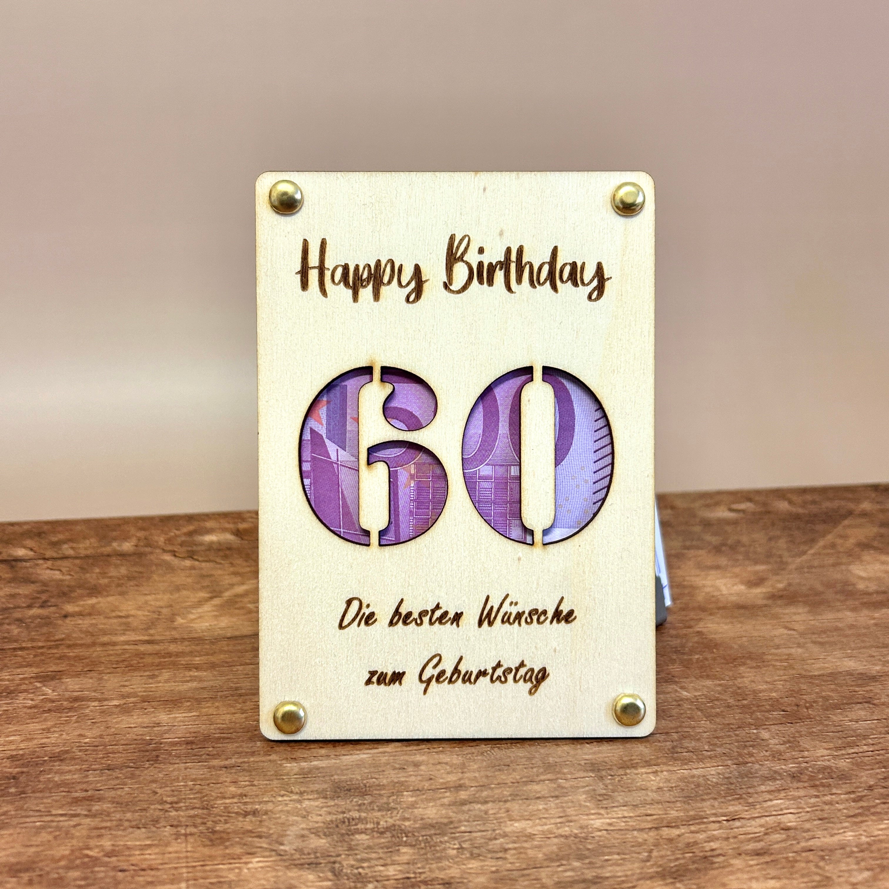 Geldgeschenk Holz | Happy Birthday Zahl