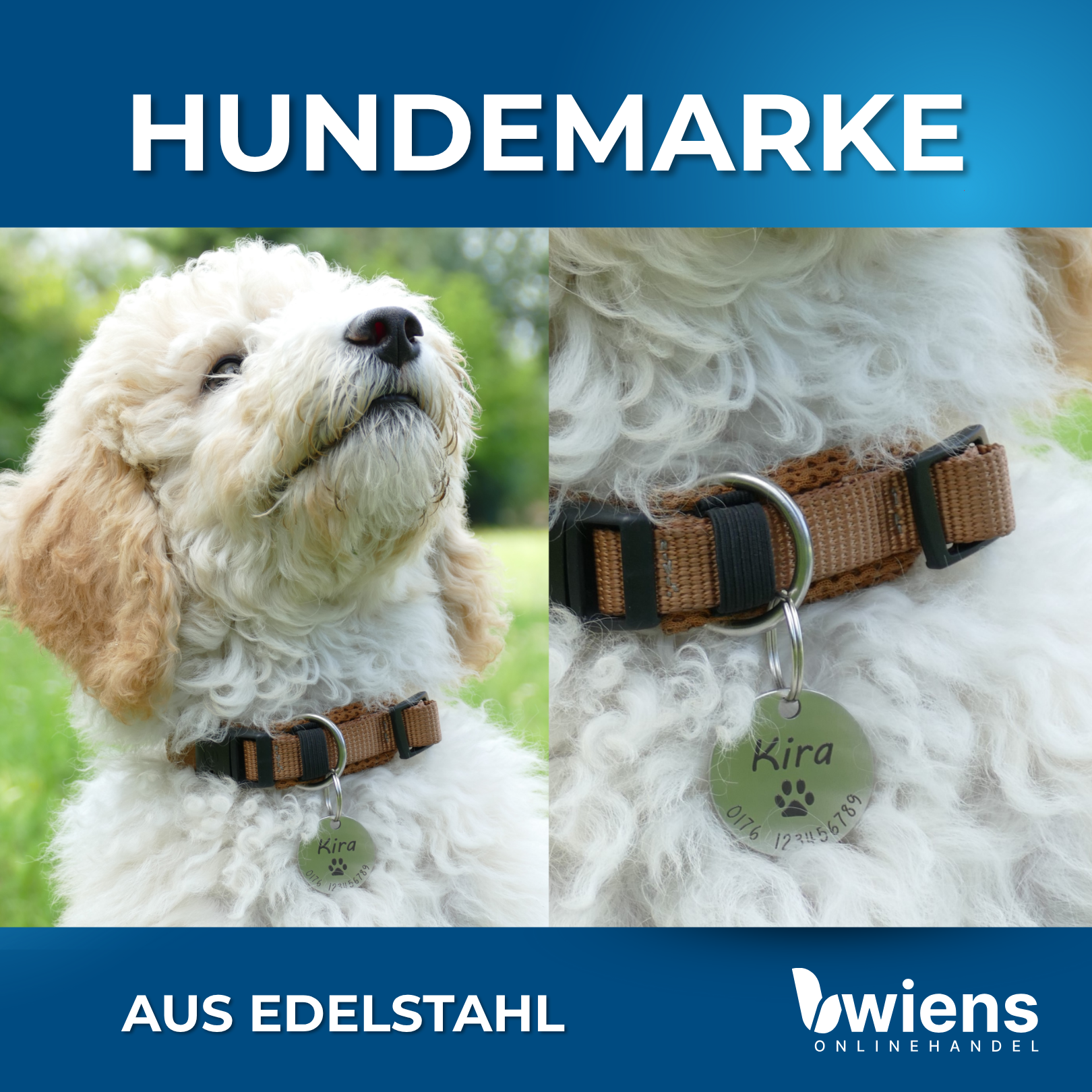 Hundemarke mit Gravur 23mm / 30mm