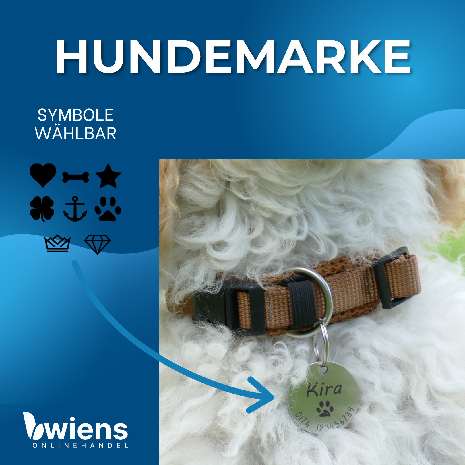 Hundemarke mit Gravur 23mm / 30mm - Wiens3d