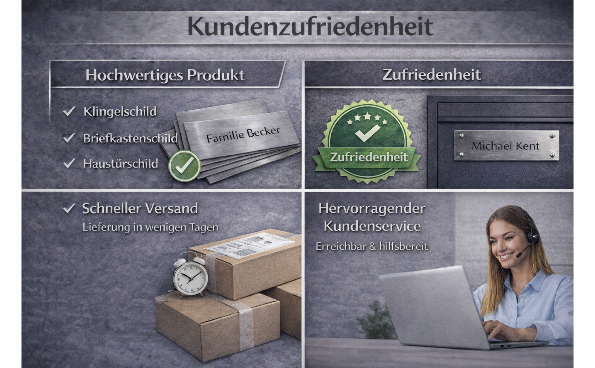 Briefkastenschild aus Edelstahl mit Herz - Wiens3d