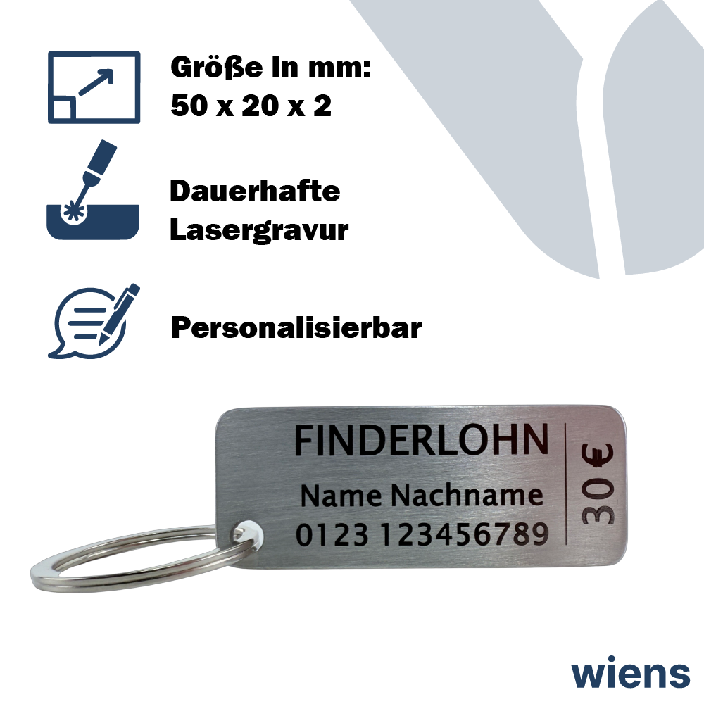 Schlüsselanhänger Finderlohn Personalisierbar